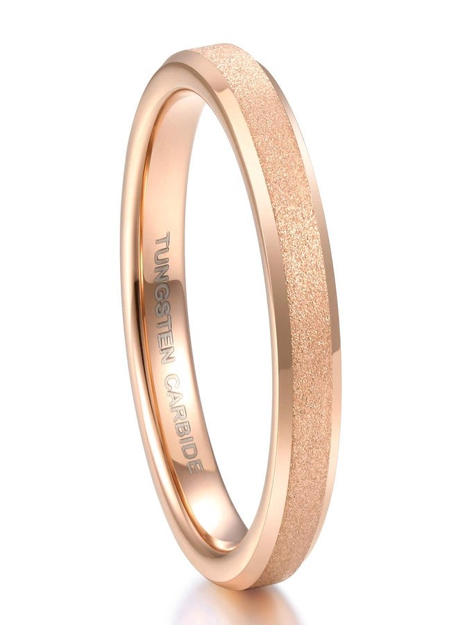 Greenpod 4mm Rose Gold Plated Wedding Bands for Women Sandblasted Tungsten Rings Comfort Fit Size 7 - Image 1