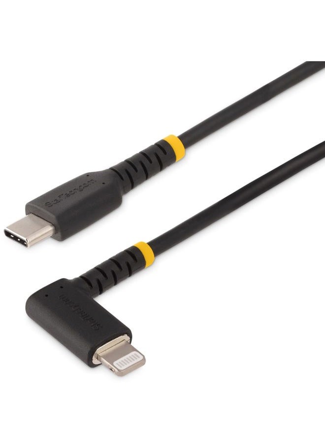 Startech.com 3ft (1m) Durable USB-C to Lightning Cable - Right-Angled Heavy Duty USB Type-C to Lightning Charging/Sync Cord - Apple MFi Certified - Rugged iPhone Lightning Cable (RUSB2CLTMM1MR) - Image 1