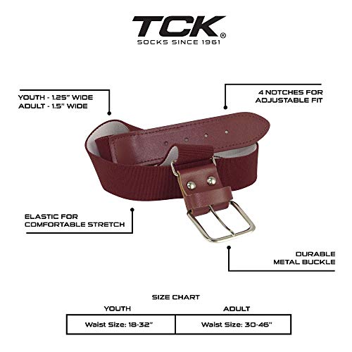 TCK Baseball/Softball Adult Belt & Socks Combo Set (Maroon, Large) - Maroon,Large - Image 3