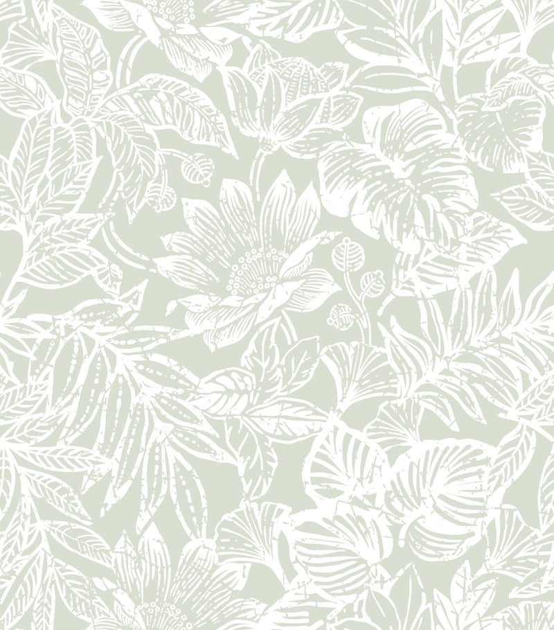 Micpolo Peel and Stick Wallpaper Modern Wall Paper Green Boho Contact Paper Bedroom Bathroom Wallpaper Peel and Stick Light Green Tropical Leaf Removable Self-Adhesive Wall Decor 17.3" x 118" - Image 1