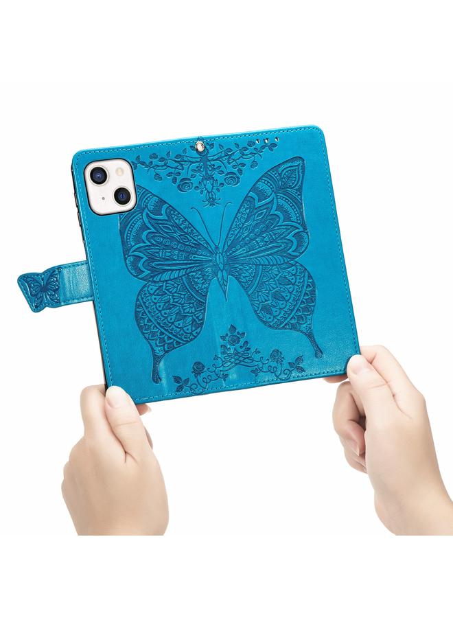 Zaboon Case For iPhone 13 Butterfly Love Flower Embossed Horizontal Flip Leather Case with Bracket / Card Slot / Wallet / Lanyard - Image 5