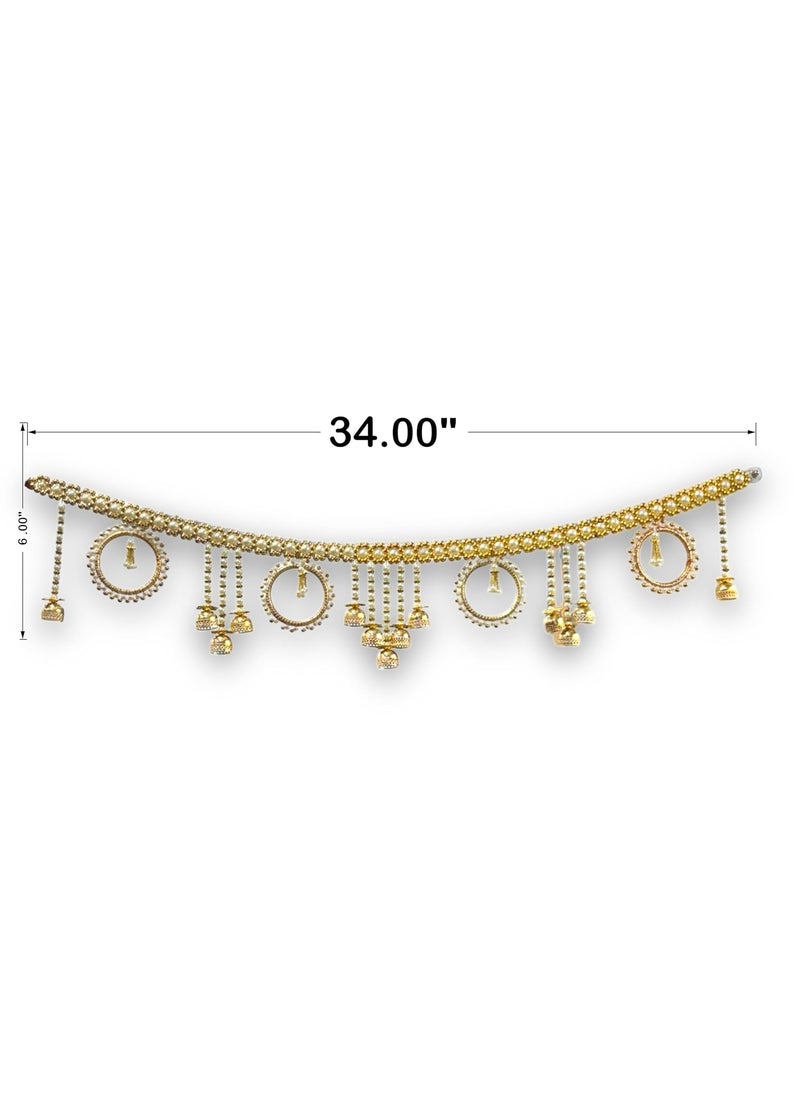 SMARAN Smaran Traditional White Moti Beads Handmade Door HangingBandarwalToran for Door Traditional Bandarwal for Door for Home Decore Torans for Entrance Festival Diwali Decoration  - Image 3