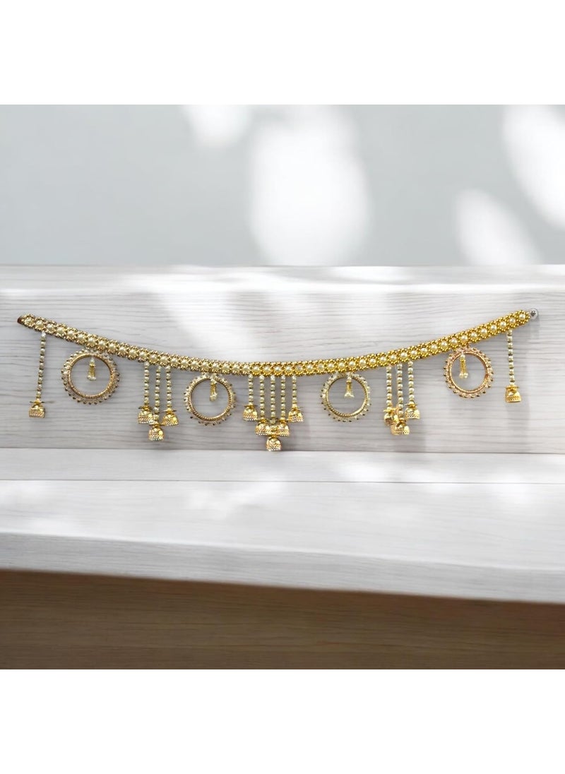 SMARAN Smaran Traditional White Moti Beads Handmade Door HangingBandarwalToran for Door Traditional Bandarwal for Door for Home Decore Torans for Entrance Festival Diwali Decoration  - Image 5