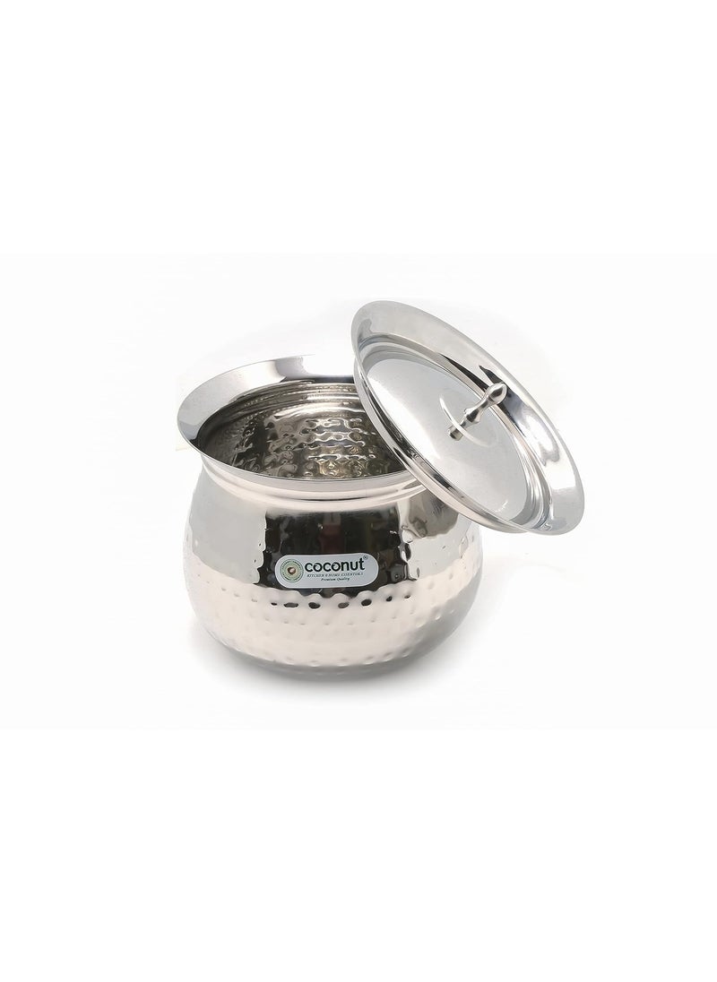 Coconut Coconut Stainless Steel - Cookware/Gaze Hammered Handi with Lid-1 Unit - Capacity - 850 ML  - Image 2