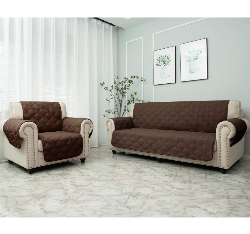 CHHKON Sofa Cover 100% Waterproof Non-Slip Quilted Furniture Protector Sofa Slipcover for Children, Pets for Leather Couch (Chocolate, 68") - Image 3