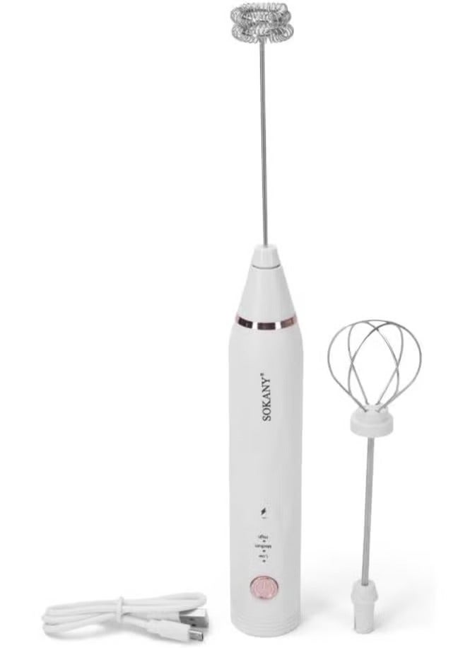 sokany USB Hand Mixer with Egg Beater SK-201A white. - Image 1