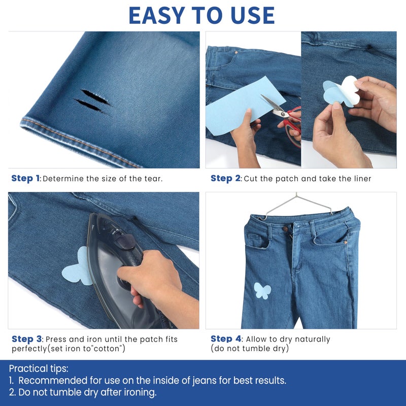 LCEAI Denim Patches for Inside Jeans - Iron On Patches for Jeans - Jeans Patch for Repairing Pant Holes and Covering Imperfections, Large Size, 4 in. x 60 in.Denim Blue - Image 4