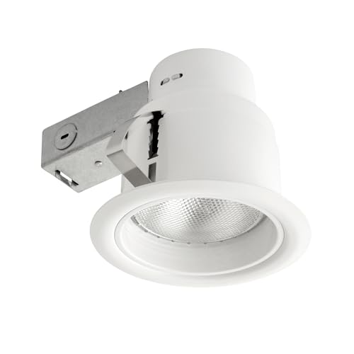 Globe Electric 90671 5" Rust Proof Indoor/Outdoor Ridged Baffle Round Trim Recessed Lighting Kit, White, Easy Install Push-N-Click Clips, 4.5" Hole Size, Dimmable, Porch Light, Bulb Not Included - Image 1