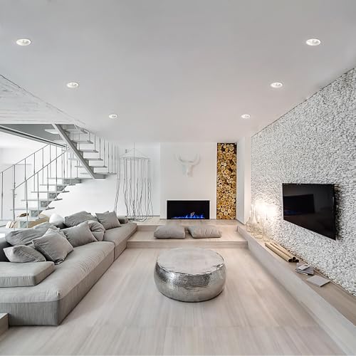 Globe Electric 90671 5" Rust Proof Indoor/Outdoor Ridged Baffle Round Trim Recessed Lighting Kit, White, Easy Install Push-N-Click Clips, 4.5" Hole Size, Dimmable, Porch Light, Bulb Not Included - Image 3