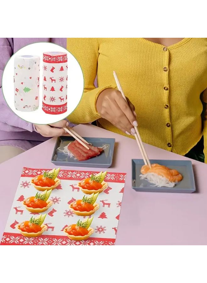 4pcs Set Christmas Theme Absorbent Multi Layer Kitchen Cleaning Paper Roll - Image 5