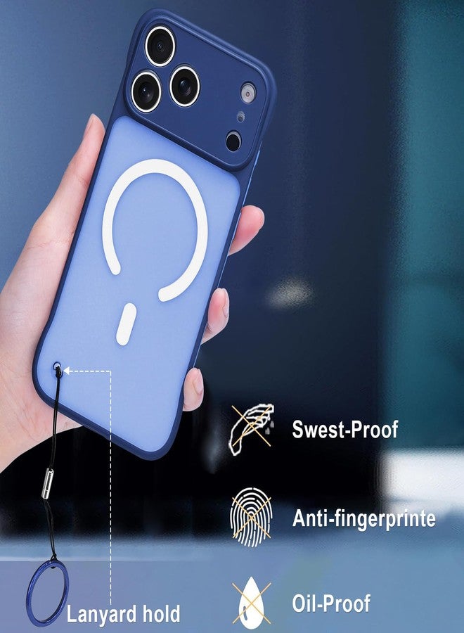 أوميو جراب أوميو المغناطيسي النحيف لهاتف آيفون برو، متوافق مع ماج سيف، شفاف غير لامع، تصميم فائق النحافة بدون إطار، مزود بحلقة إصبع لحماية كاملة للكاميرا، مناسب للرجال والنساء، لون أزرق تيتانيوم - Image 5