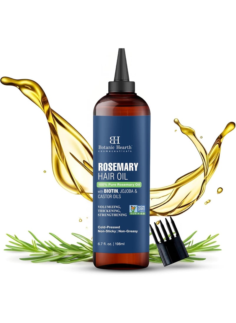 Botanic Hearth Botanic Hearth 100% Pure Rosemary Oil for Hair Growth (Rosemay Oil for Hair Growth), Enriched with Biotin, Hair Strengthening Treatment, With Jojoba Oil and Castor Oil, 6.7 fl oz - Image 5
