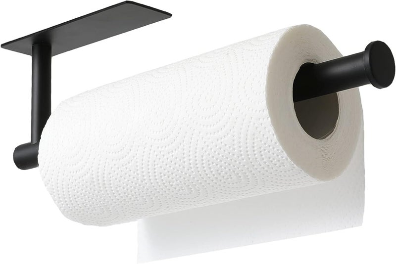 Kitchen Tissue Roll Holder 304 Stainless Steel Rustproof Self Adhesive or Screws Mounted Towel Hanger for Wall or Under Cabinet (Black) - Image 3