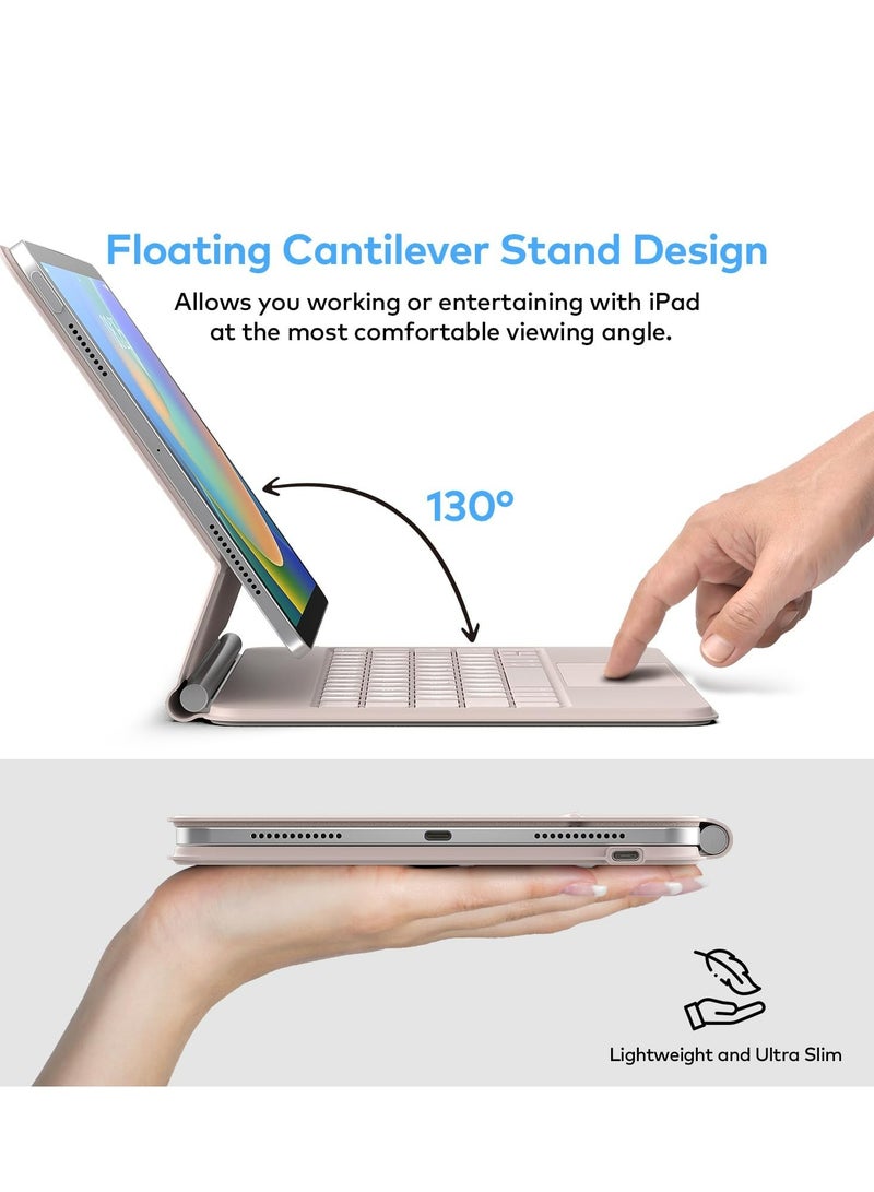 ipad keyboard Arabic and English Keyboard Case for iPad Air 11-inch (M2)  iPad Pro 11 inch (1st/2nd/3rd/4th Generation) – Magic-Style Magnetic Keyboard Case with Multi-Touch Trackpad Compatible with - Image 2