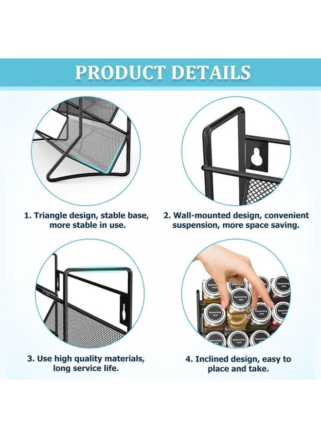 Black 4 Tier Spice Rack Metal Countertop Stand Holds 24 Jars Kitchen Cabinet Storage - Image 2