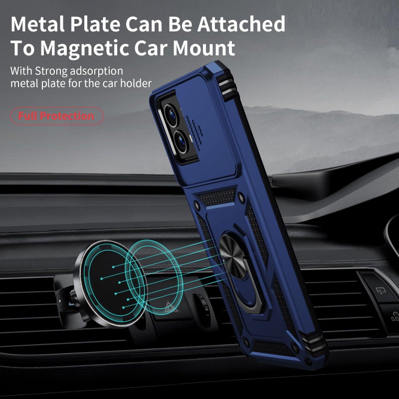 Weycolor for Moto G Stylus 5G 2024 Case with Camera Lens Cover, HD Screen Protector, 10 FT Military Grade Drop Protection, Magnetic Ring Holder Kickstand Protective Phone Case, Navy Blue - Image 3