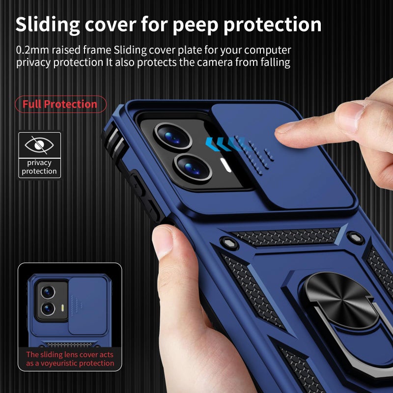 Weycolor for Moto G Stylus 5G 2024 Case with Camera Lens Cover, HD Screen Protector, 10 FT Military Grade Drop Protection, Magnetic Ring Holder Kickstand Protective Phone Case, Navy Blue - Image 4