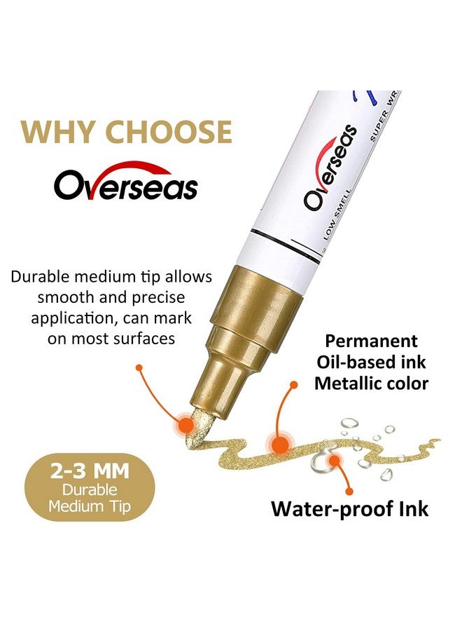 Overseas Paint Marker Pens - 8 Colors Oil Based Paint Markers, Permanent, Waterproof, Quick Dry, Medium Tip, Assorted Color Paint Pen for Metal, Wood, Fabric, Plastic, Rock Painting, Canvas, Glass, Art Craft - Image 2