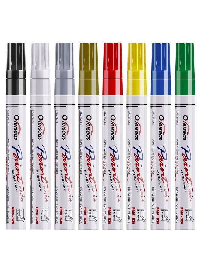 Overseas Paint Marker Pens - 8 Colors Oil Based Paint Markers, Permanent, Waterproof, Quick Dry, Medium Tip, Assorted Color Paint Pen for Metal, Wood, Fabric, Plastic, Rock Painting, Canvas, Glass, Art Craft - Image 1
