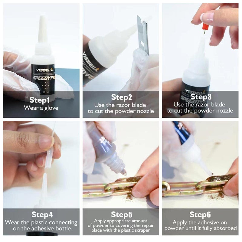 Visbella 7 Second Quick Fix Instant Adhesive Strong Powder Filling Reinforced Waterproof Super Heavy Duty Metal Surface Repair Products - Image 5