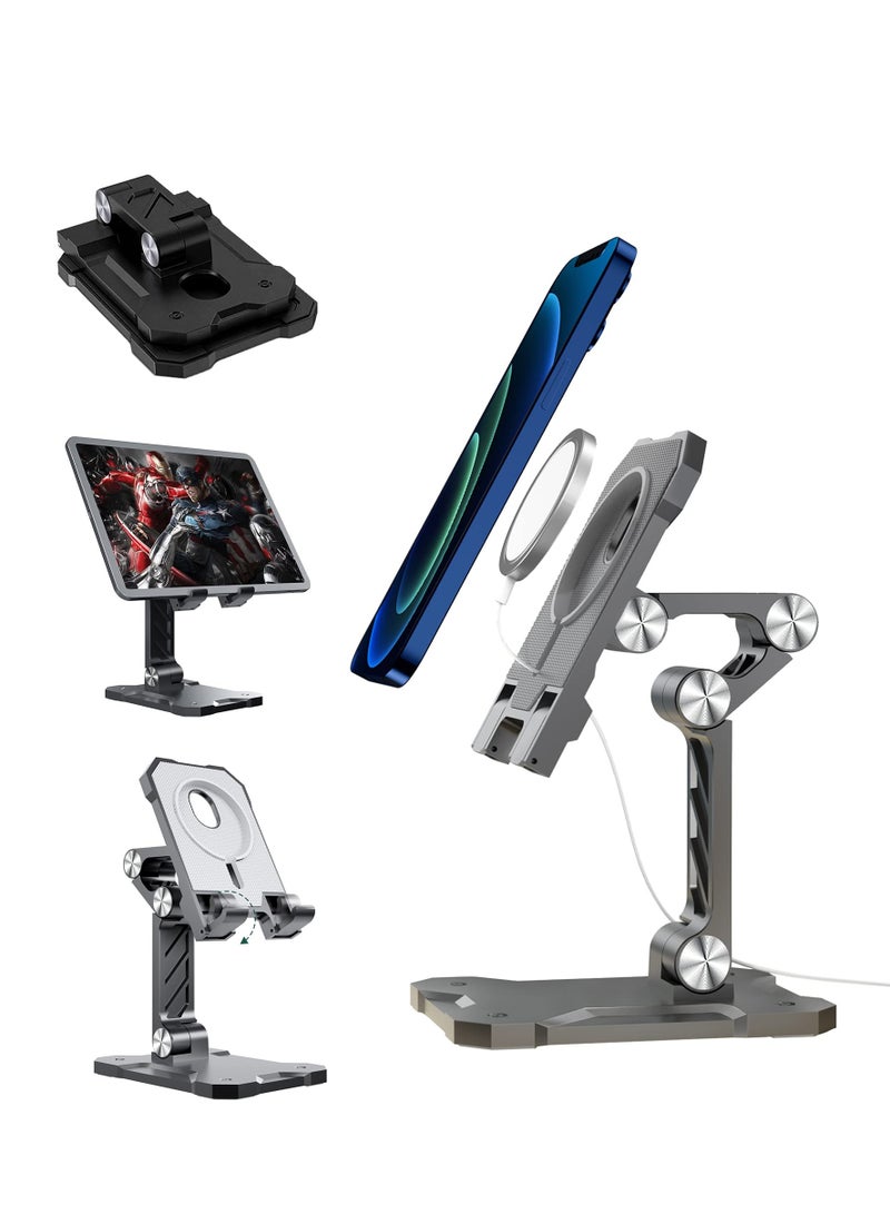 SYOSI Phone Holder Compatible with Magsafe Charger Stand Adjustable Phone Stand iPad Holder for Desk Compatible with iPhone 14 pro max 13 12 11 iPad Air iPad Pro Samsung Galaxy (Not include Charger) Black - Image 1