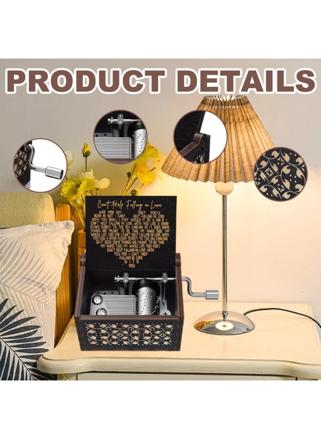 SANMUGEED Can't Help Falling in Love Music Box, Wooden Hand Crank Musical Box, Anniversary Valentines Birthday for Lover, Boyfriend, Girlfriend, Wife, Husband - Image 3