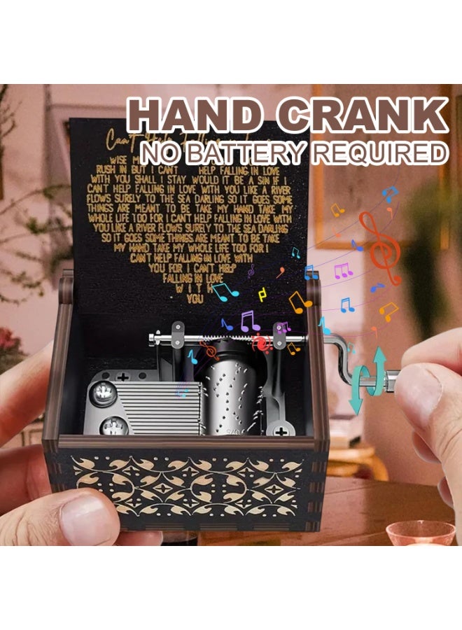 SANMUGEED Can't Help Falling in Love Music Box, Wooden Hand Crank Musical Box, Anniversary Valentines Birthday for Lover, Boyfriend, Girlfriend, Wife, Husband - Image 2