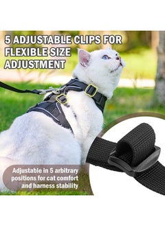 PUPTECK PUPTECK Cat Harness and Leash Set Escape Proof for Walking, Breathable Mash Vest Adjustable Harness for Cats Puppy Small Animals, Reflective at Night, Black Medium  - Image 5