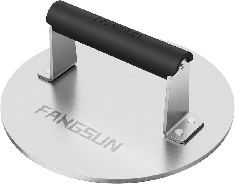 FANGSUN Bacon Press for Griddle, Stainless Steel Grill Press, 8.5-Inch Heavy-Duty Burger Press with Heat-Resistant Handle, Non Stick Hamburger Press, Weight Burger Smasher for Meat, Steak, Panini - Image 1
