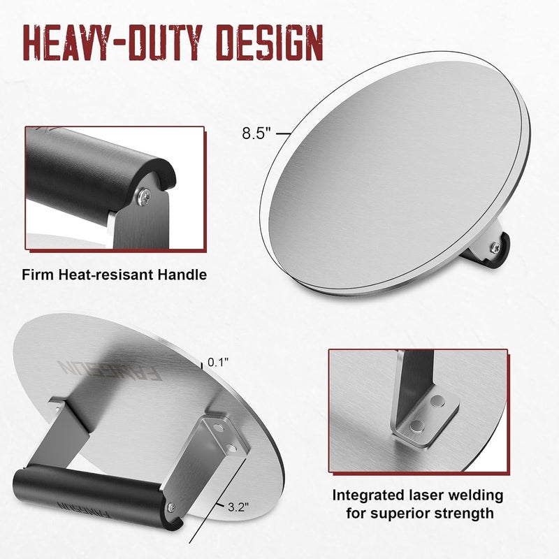 FANGSUN Bacon Press for Griddle, Stainless Steel Grill Press, 8.5-Inch Heavy-Duty Burger Press with Heat-Resistant Handle, Non Stick Hamburger Press, Weight Burger Smasher for Meat, Steak, Panini - Image 4