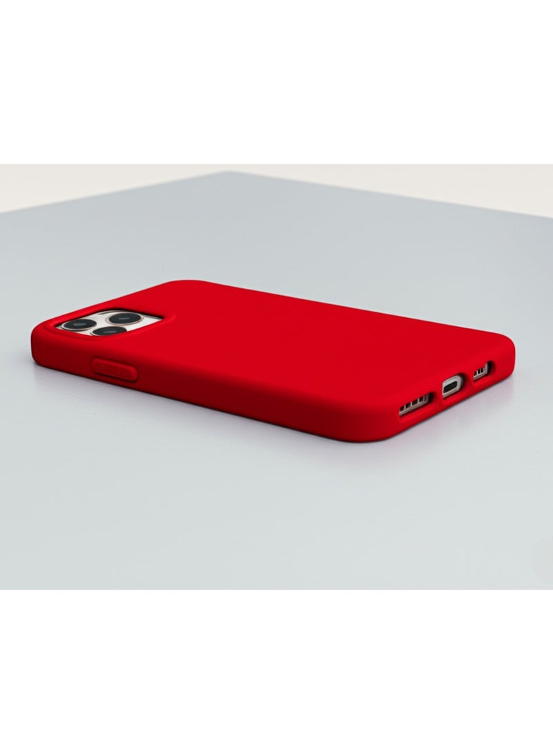 أكسسور  جراب سيليكون أحمر لهاتف iPhone 13 Pro (6.1 بوصة) - غطاء واقٍ ناعم الملمس مقاوم للصدمات، جراب هاتف متين مضاد للخدش لهاتف Apple iPhone - Image 3