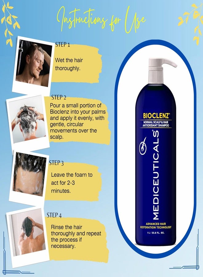 Mediceuticals Bioclenz Shampoo - Anti-Shedding Shampoo for Women and Men - Shampoo for Hair Loss Due to Telogen Effluvium - Postpartum Hair loss Shampoo - For Normal Hair and Scalp 33.8 oz (1L) - Image 4