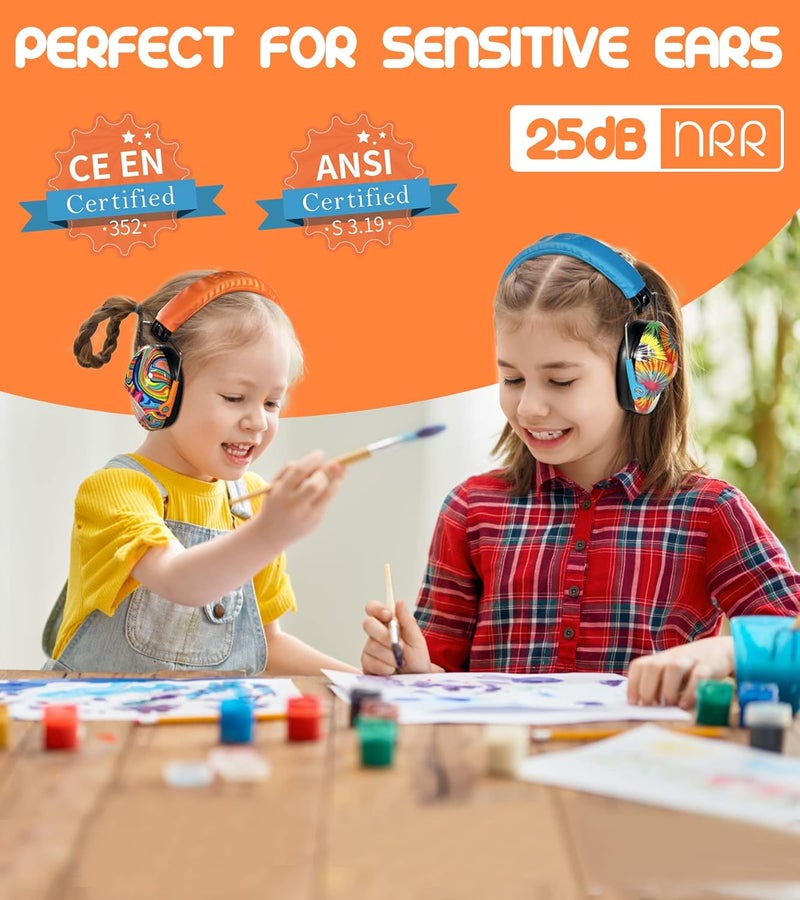 PROHEAR 032 2 Pack Kids Ear Protection, NRR 25dB, Adjustable Headband Safety Earmuffs for Sports Events, Concerts, Airports - Orange & Blue - Image 5