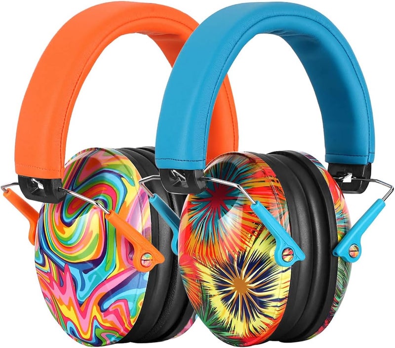 PROHEAR 032 2 Pack Kids Ear Protection, NRR 25dB, Adjustable Headband Safety Earmuffs for Sports Events, Concerts, Airports - Orange & Blue - Image 1