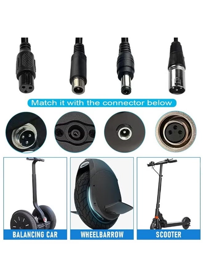 PCOMORE Electric Scooter Charger 42V 2A Fast Charger for 36V Lithium Battery, Universal Electric Scooter & E-Bike Power Adapter with 6 Connectors, Compatible with Xiaomi M365, Segway Ninebot, Hoverboard & Balance Scooter - Image 3