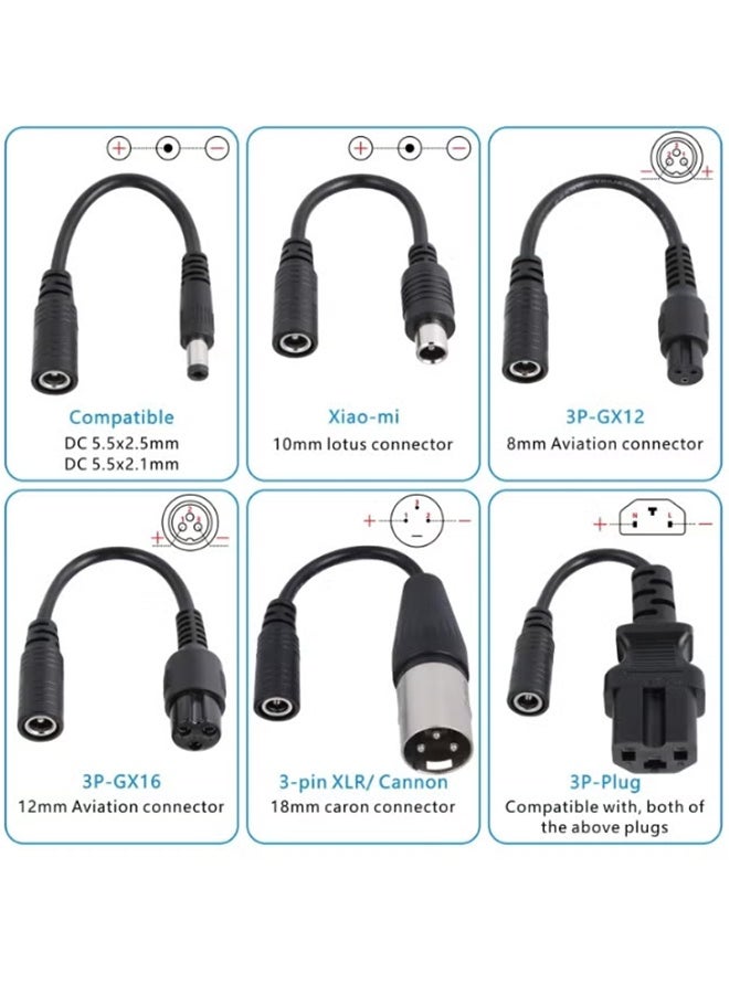 PCOMORE Electric Scooter Charger 42V 2A Fast Charger for 36V Lithium Battery, Universal Electric Scooter & E-Bike Power Adapter with 6 Connectors, Compatible with Xiaomi M365, Segway Ninebot, Hoverboard & Balance Scooter - Image 2
