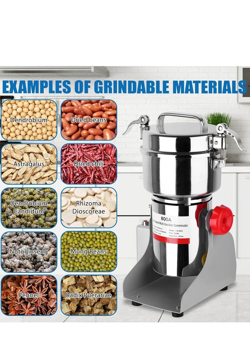 800g Electric Grain Grinder,304 Stainless Steel Powder Grinder, 3000W Ultra-Fine Grinding Technology, 36000RPM, Can Grind Coffee Beans and Grains, Suitable for Home/Restaurant/Hotel  - Image 4