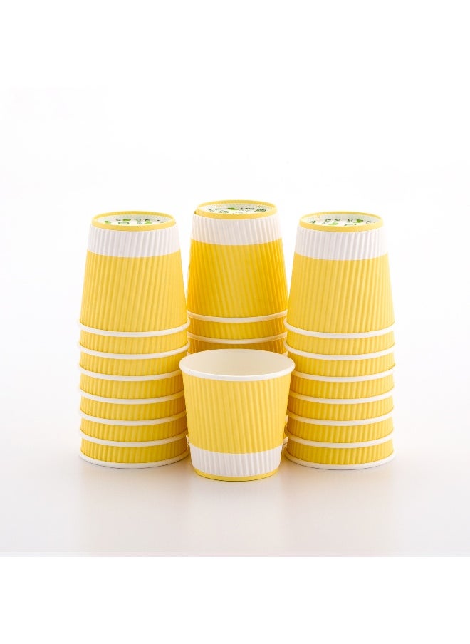 Restaurantware Restaurantware 4 Ounce Ripple Insulated Coffee Cups, 500 Double Wall Corrugated Tumblers, Leakproof, Non-Slip Light Yellow Paper Design, Recyclable, Ribbed Surface, Matching Lids Sold Separately  - Image 1