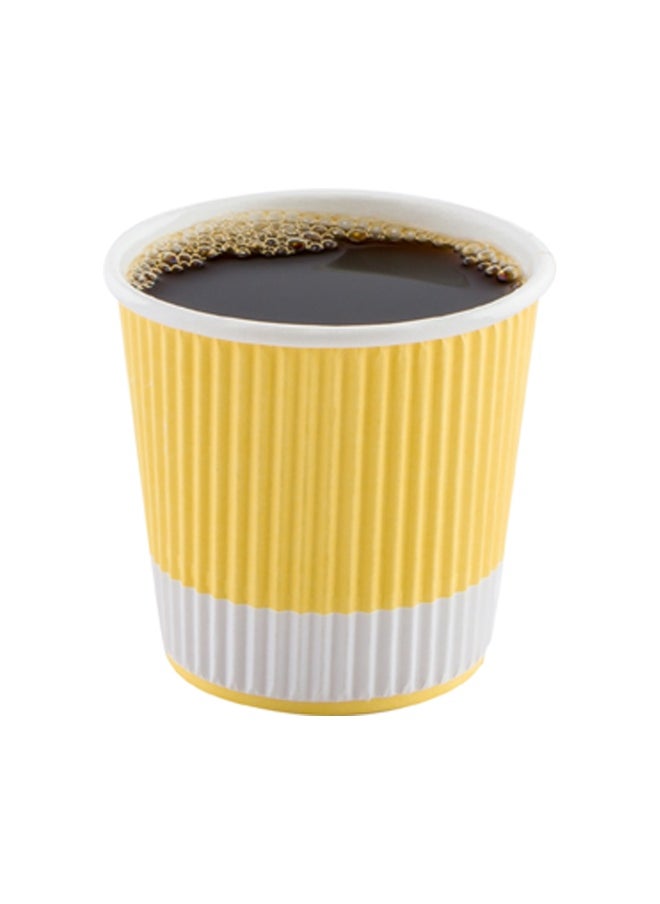 Restaurantware Restaurantware 4 Ounce Ripple Insulated Coffee Cups, 500 Double Wall Corrugated Tumblers, Leakproof, Non-Slip Light Yellow Paper Design, Recyclable, Ribbed Surface, Matching Lids Sold Separately  - Image 2