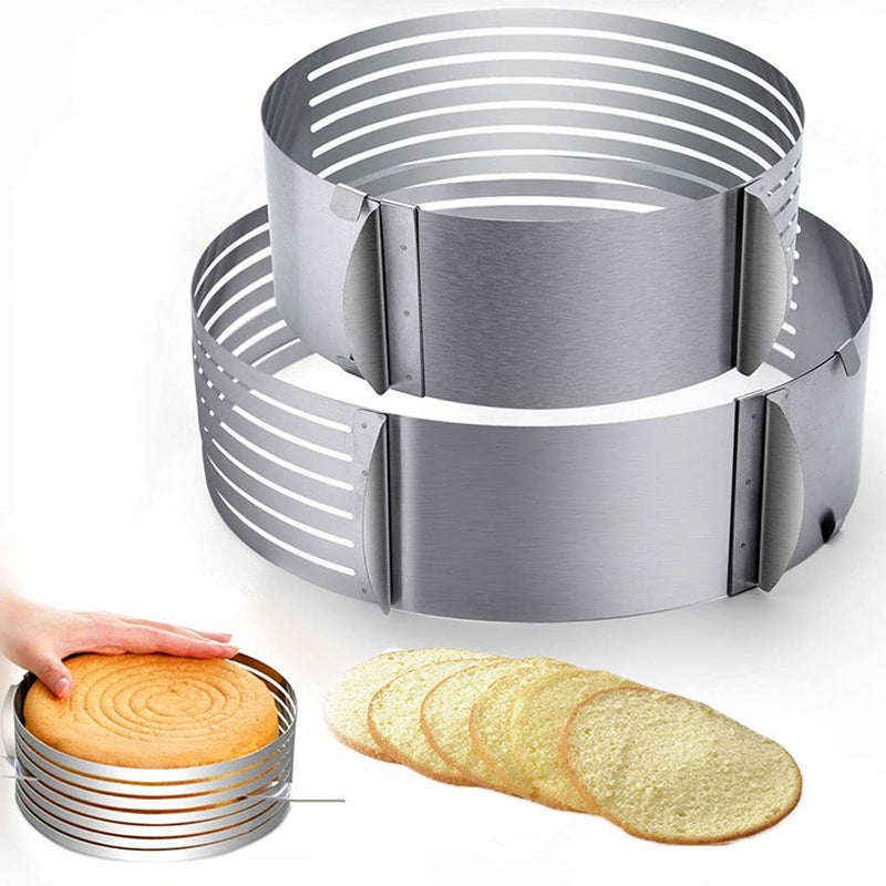 Cake Leveler Cake Slicer Layer Cake Cutter Slicer Stainless Steel Adjustable Big Cake Rings 7Layer Cake 68 inch9512inch Stainless Steel Cake Slicer Leveler Mousse Mould Slicing Cake