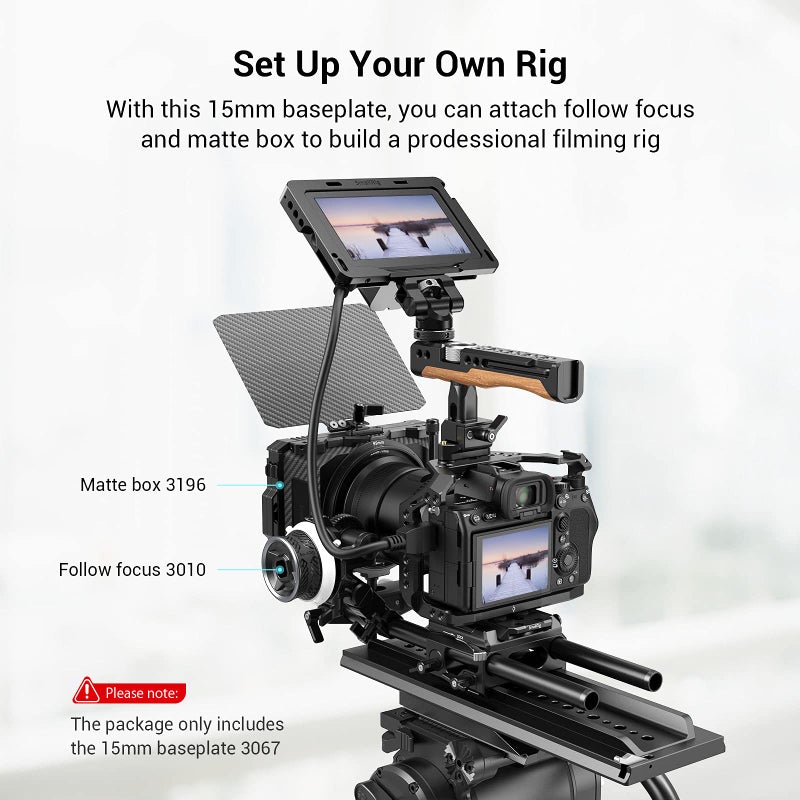 SmallRig Lightweight Base Plate Riser System with Dual 15mm Rod Clamp, Base Plate Magnesium Alloy Version, w/Plate for Manfrotto Style, 40% Lighter - 3067 - Image 5