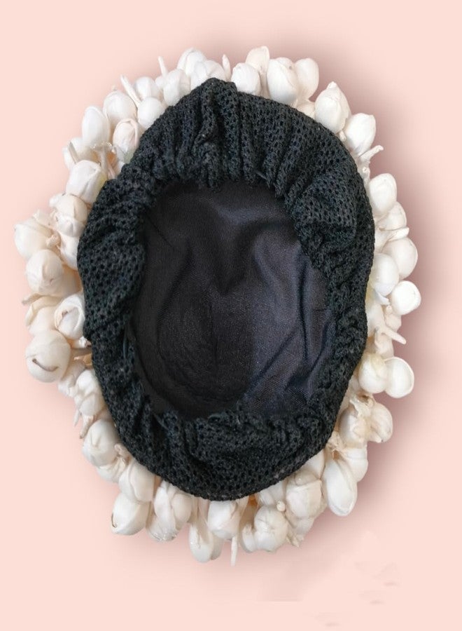 Hair Flare Artificial Mogra Flower with Artificial Green Grass Design Hairpin/Judabun/Clip | Hair Accessories for Women and Girls | Gold - 2646, Pack of 1 - Image 5