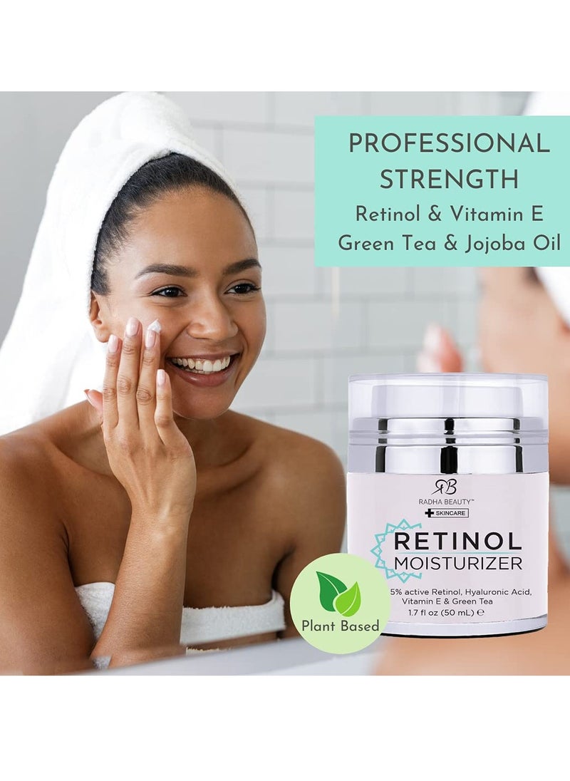Radha beauty Radha Beauty Moisturizing Miracle Retinol Cream for Face - with 2.5% Retinol, Hyaluronic Acid, Vitamin E and Green Tea. Luxury Night and Day Cream 1.7 fl oz.  - Image 2