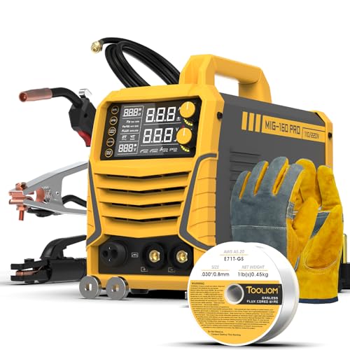 TOOLIOM 160A MIG Welder 4 in 1 Gas MIG/Flux Core MIG/Stick (MMA)/Lift TIG Welding Machine 110/220V Dual Voltage Welder IGBT DC Inverter with LCD Display - Image 1