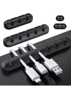Gzar Gzar Cable Holder Clips 5-Pack Silicone Adhesive Cable Organizers for USB Charging Cords Mouse Wires and Desktop Management Black  - Image 1