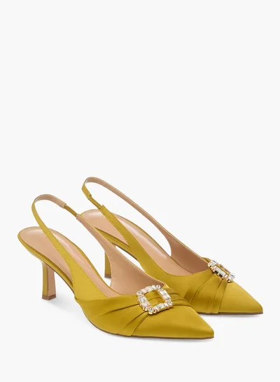 Celeste Women's Embellished Slingback Shoes with Kitten Heels