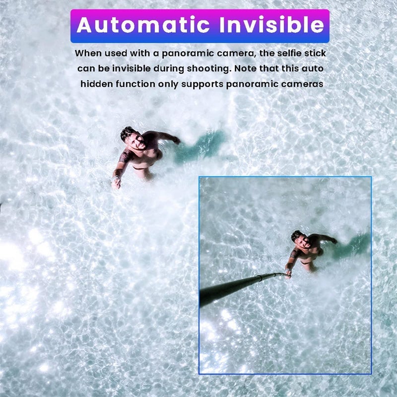 Careflection 116 Inch/3 Meter Invisible Selfie Stick for Insta360 One X3, Insta X2, One Rs Twin Extension Monopod Rod, 5 Section Adjustable Length 70/120 Cms for Gopro, DJI, Sony - Black - Image 5