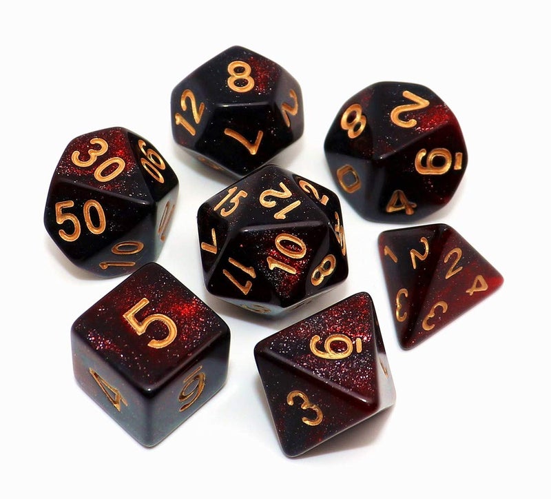 CREEBUY DND Dice Set 7Pcs Red Mix Black Nebula Dice for Dungeon and Dragons DD RPG Role Playing Games Polyhedral Dice - Image 3