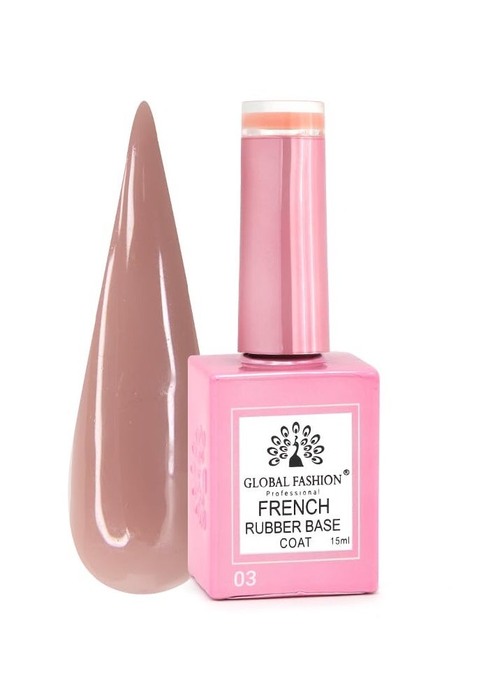 GLOBAL FASHION GLOBAL FASHION FRENCH RUBBER BASE COAT: Long-Lasting, Durable, & Chip-Resistant Gel Nail Polish Base Coat | (03)  - Image 1