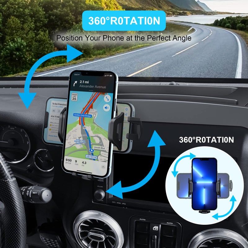 DIAMOOKY Upgraded Phone Mount for Jeep Wrangler JK JKU 2018 2017 2016 2015 2014 2013 2012 2011, Dash Multi-Mount Phone Holder Kit w/Storage Tray Interior Accessories - Image 3